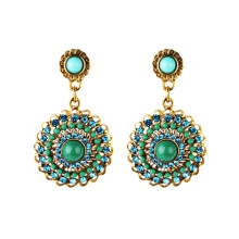 Retro Elegant Statement Jewelry Classic Bohemian Sun Flower Crystal Stud Earrings